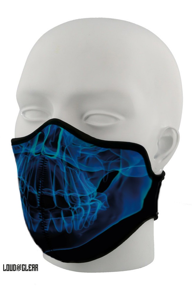 Skull Mondkapje Mondmasker Gezichtsmasker Wasbaar Met Print - Zwart Blauw