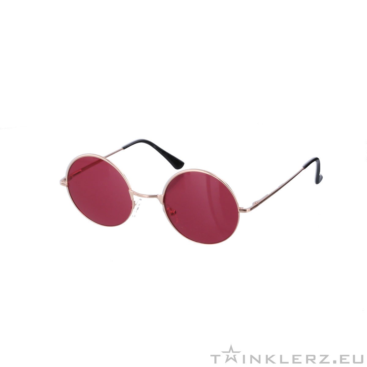 Small round golden sunglasses - red colored glasses 
