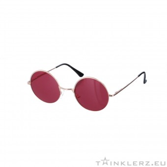 Small round golden sunglasses - red colored glasses 